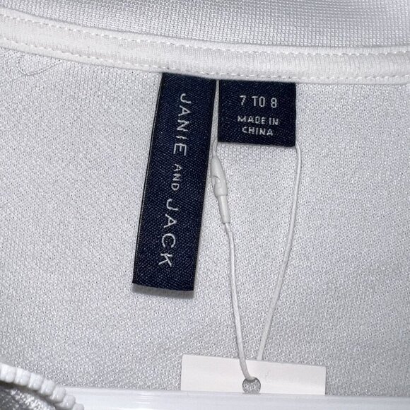 NWT Janie and Jack Boy's Half-Zip Stripe Pullover White Size 7-8 - Picture 5 of 9